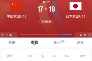 奋起直追!中国U16女篮首节一度落后9分 此后轰11-4迫近至2分